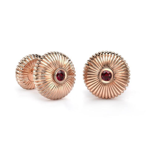 Faberge 18ct Rose Gold Ruby Fluted Cufflinks 830CU1780