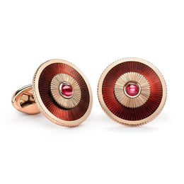 Faberge 18ct Rose Gold Ruby Red Enamel Cufflinks 821CU1672
