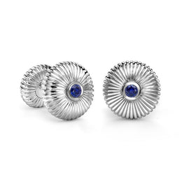 Faberge 18ct White Gold Sapphire Fluted Cufflinks 830CU1781
