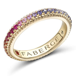 Faberge 18ct Yellow Gold Multi Stone Rainbow Fluted Band Ring 847RG2565