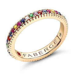 Faberge 18ct Yellow Gold Multicoloured Fluted Band Ring 847RG2319