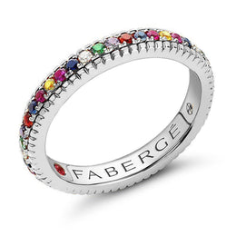 Faberge Colours of Love 18ct White Gold Multicoloured Gemstone Fluted Band Ring