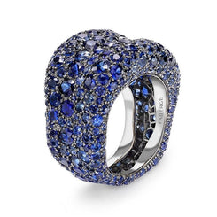 Faberge Emotion 18ct White Gold Blue Sapphire Ring 1603