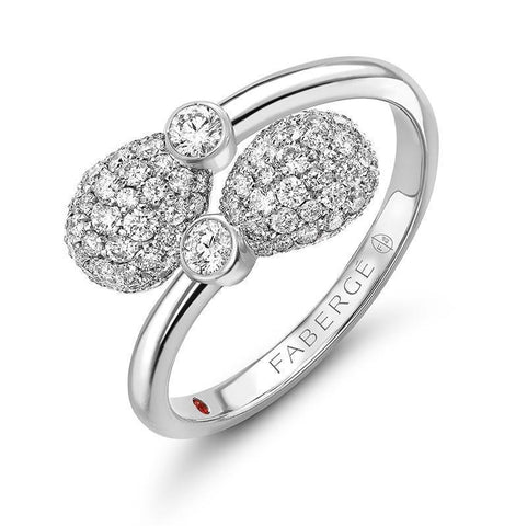 Faberge Emotion 18ct White Gold Diamond Crossover Ring. 2106.