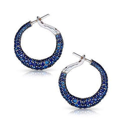Faberge Emotion 18ct White Gold Sapphire Hoop Earrings