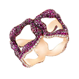 Faberge Emotion Gypsy 18ct Rose Gold Ruby Ring 1610