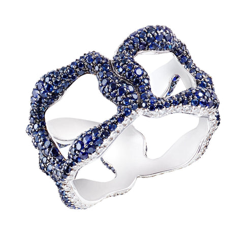 Faberge Emotion Gypsy 18ct White Gold Blue Sapphire Ring 1611