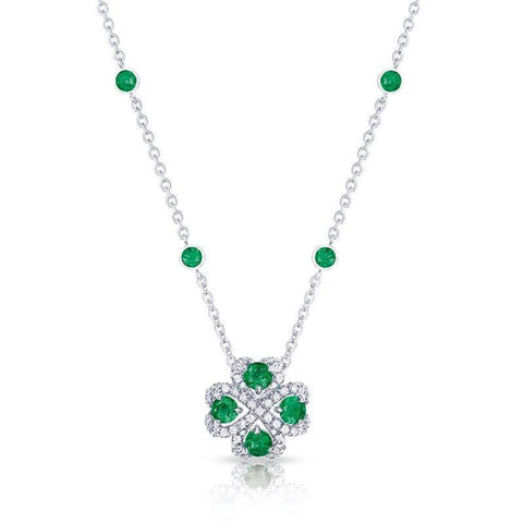 Faberge Imperial Quadrille 18ct White Gold Emerald Diamond Pendant 1585