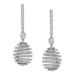 Faberge Essence Spiral 18ct White Gold Diamond Drop Earrings 827