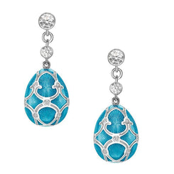 Faberge Palais Yelagin 18ct White Gold Diamond Teal Earrings 387EA2453