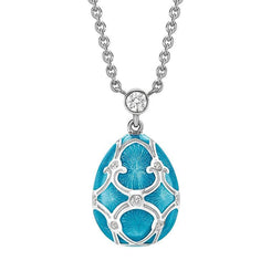 Faberge Palais Yelagin 18ct White Gold Teal Small Pendant 1152FP2454