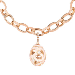 Faberge Rococo Gold 0.14ct Diamond Pink Enamel Charm 575EC1462