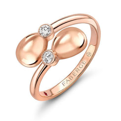 Faberge Simple 18ct Rose Gold Diamond Crossover Ring. 2076.