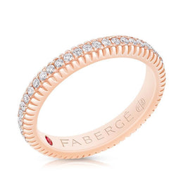 Faberge Three Colours of Love 18ct Rose Gold Diamond Fluted Band Ring 847RG1748.