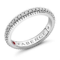 Faberge Three Colours of Love 18ct White Gold Diamond Fluted Band Ring 847RG1750.