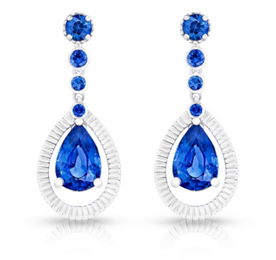 Faberge Three Colours of Love 18ct White Gold Sapphire Drop Earrings 1614