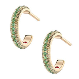 Faberge Three Colours of Love 18ct Yellow Gold Tsavorite Hoop Earrings 2372