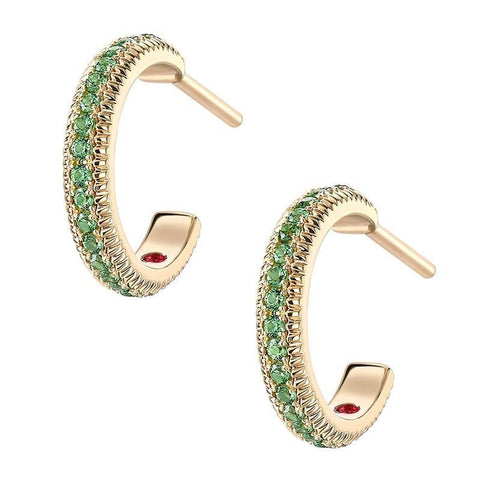 Faberge Three Colours of Love 18ct Yellow Gold Tsavorite Hoop Earrings 2372