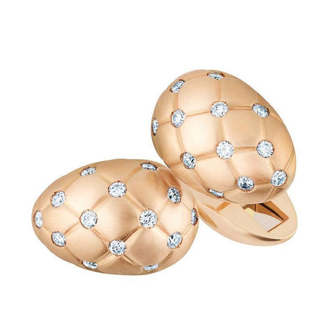 Faberge Treillage 18ct Rose Gold Diamond Matt Cufflinks 730