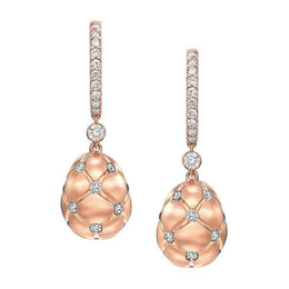 Faberge Treillage 18ct Rose Gold Diamond Matt Drop Earrings 731