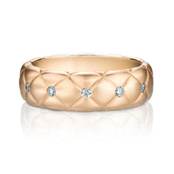 Faberge Treillage 18ct Rose Gold Diamond Matt Thin Ring 452RG837