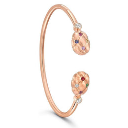 Faberge Treillage 18ct Rose Gold Multi-Coloured Open Set Bangle 1070BT1916
