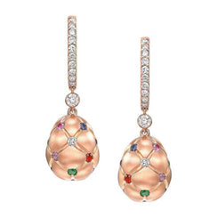 Faberge Treillage 18ct Rose Gold Multi Coloured Drop Earrings 1250.
