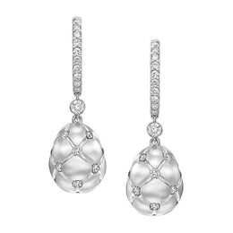 Faberge Treillage 18ct White Gold Diamond Matt Drop Earrings 824