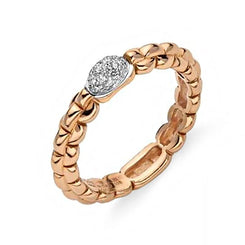 Fope Eka 18ct Rose Gold 0.10ct Diamond Ring, AN730/PAVE.