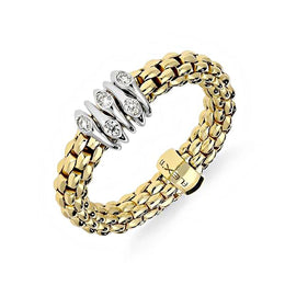 Fope Flex'It Prima 18ct Yellow Gold 0.07ct Diamond Ring, .