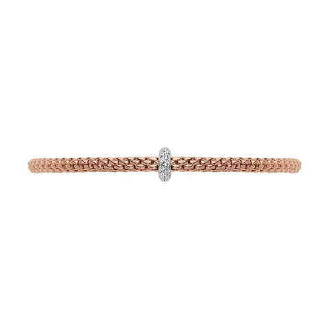 Fope Flex'it Prima 18ct Rose Gold 0.18ct Diamond Bracelet, 745B/BBR.