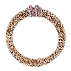 Fope Flex'it Solo 18ct Rose Gold 0.66ct Pink Sapphire Diamond Bracelet, 651B/BZAF1.