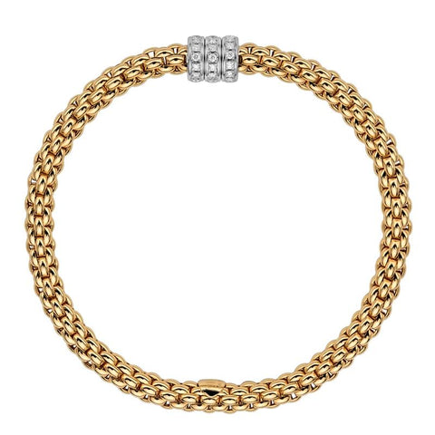 Fope Flex'it Solo 18ct Yellow Gold 0.30ct Diamond Bracelet, 623B/BBR.
