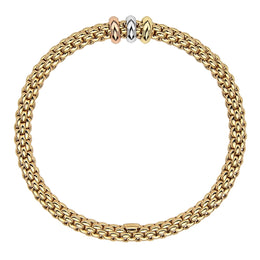 Fope Flex'it Solo 18ct Yellow Gold Mixed Rondelle Bracelet, 653B.