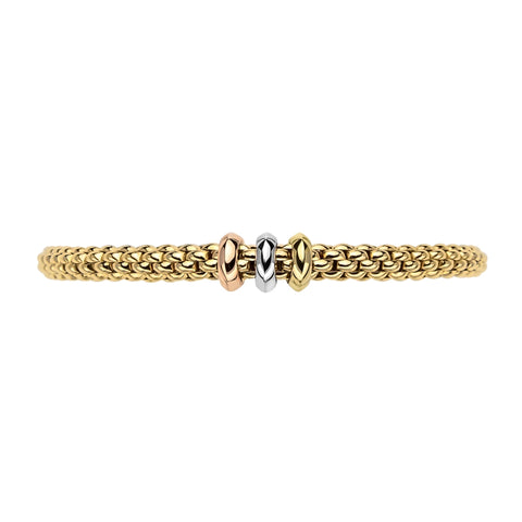 Fope Flex'it Solo 18ct Yellow Gold Mixed Rondelle Bracelet, 653B.