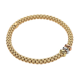 Fope Flex'it Solo 18ct Yellow Gold Mixed Rondelle Bracelet, 653B.