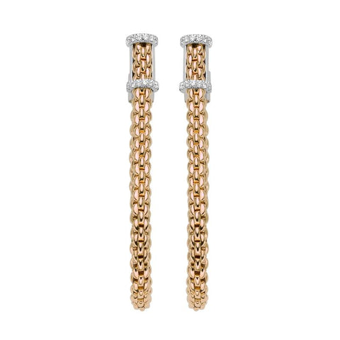 Fope Flexit Essentials 18ct Rose Gold Diamond Medium Mesh Chain Earrings OR04/BBR