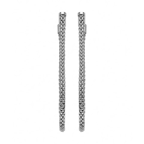 Fope Flexit Essentials 18ct White Gold Long Mesh Chain Earrings OR05