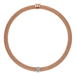 Fope Panorama 18ct Rose Gold 0.23ct Diamond Rondelle Necklace 587C PAVE