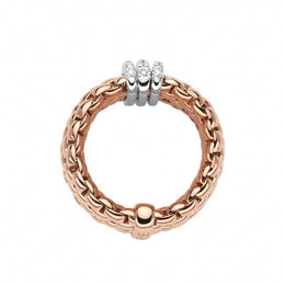 Fope Panorama 18ct Rose Gold 0.23ct Diamond White Gold Rondelle Ring, AN587 PAVE.