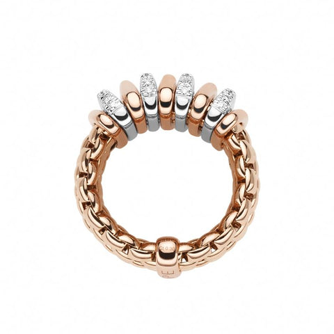 Fope Panorama 18ct Rose Gold 0.30ct Diamond Rondelle Ring, AN588 BBR.