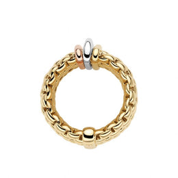 Fope Panorama 18ct Yellow Gold Mixed Rondelle Ring, AN587M.