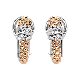 Fope Prima 18ct Rose Gold 0.08ct Diamond Hoop Earrings, OR746/BBR.