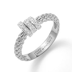 Fope Prima 18ct White Gold 0.13ct Diamond Ring AN743/PAVE.