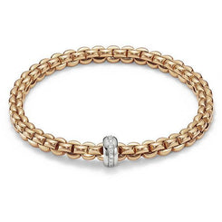 Fope Flex'It Eka 18ct Rose Gold 0.15ct Diamond Bracelet, 721B BBR. 