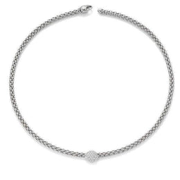 Fope Flex'it Solo 18ct White Gold 0.41ct Diamond Necklace, 647C/PAVE.
