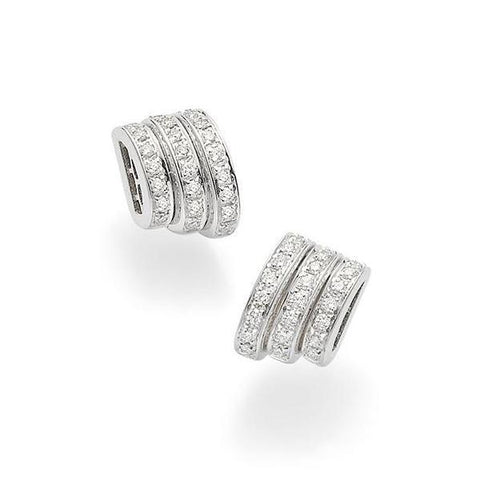 Fope Flex'It Prima 18ct White Gold Pave Diamond Stud Earrings OR744 PAVE
