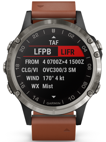 Garmin Watch D2 Delta Aviator Watch Brown Leather Band