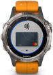 Garmin Watch Fenix 5 Plus Sapphire Titanium Orange Silicone Band