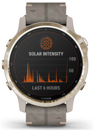 Garmin Watch Fenix 6S Pro Solar Light Gold With Shale Suede Band D